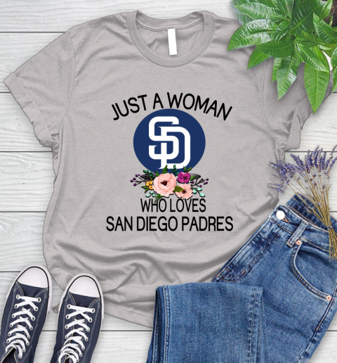 MLB Just A Woman Who Loves San Diego Padres Baseball Sports Women's T-Shirt 10