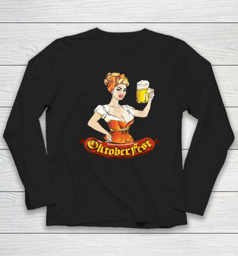 Barmaid Oktoberfest Dirndl Bratwurst German Woman Costume T Shirt Long Sleeve T-Shirt