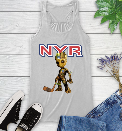 New York Rangers NHL Hockey Groot Marvel Guardians Of The Galaxy Racerback Tank