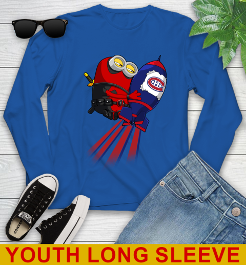 NHL Hockey Montreal Canadiens Deadpool Minion Marvel Shirt Youth Long Sleeve 10