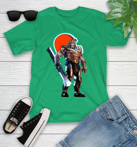 NFL Thanos Gauntlet Avengers Endgame Football Cleveland Browns Youth T-Shirt 6