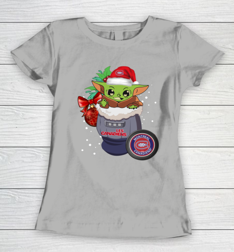Montreal Canadiens Christmas Baby Yoda Star Wars Funny Happy NHL Women's T-Shirt 11