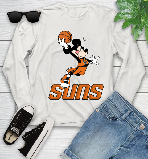 NBA Basketball Phoenix Suns Cheerful Mickey Mouse Shirt Youth Long Sleeve 12