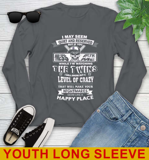 Minnesota Twins MLB Baseball If You Mess With Me While I'm Watching My Team Youth Long Sleeve 9