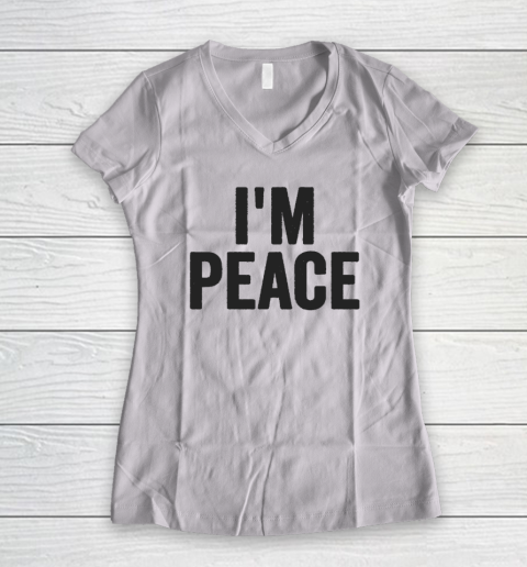 I'M PEACE  I COME IN PEACE Funny Couple's Matching Women's V-Neck T-Shirt