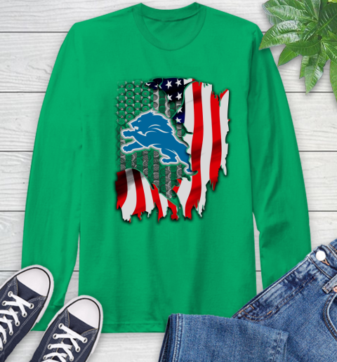 Detroit Lions NFL Football American Flag Long Sleeve T-Shirt 8