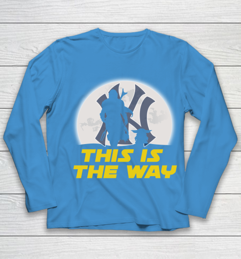 New York Yankees MLB Baseball Star Wars Yoda And Mandalorian This Is The Way Youth Long Sleeve 5