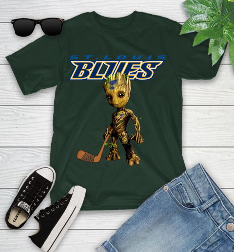 St.Louis Blues NHL Hockey Groot Marvel Guardians Of The Galaxy Youth T-Shirt 17