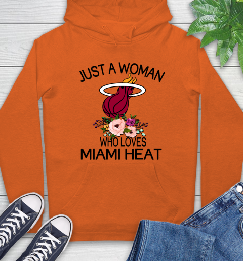 NBA Just A Woman Who Loves Miami Heat Basketball Sports Hoodie 3