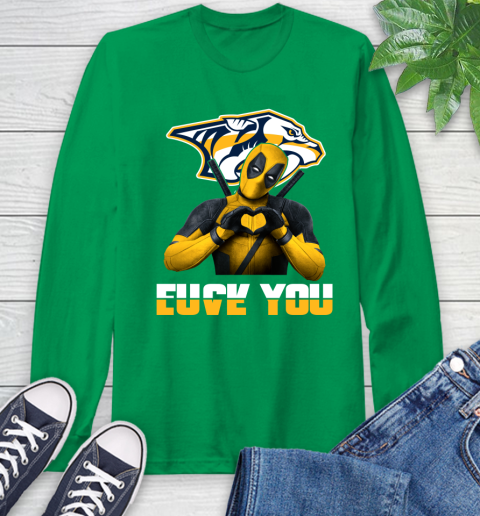 NHL Nashville Predators Deadpool Love You Fuck You Hockey Sports Long Sleeve T-Shirt 8