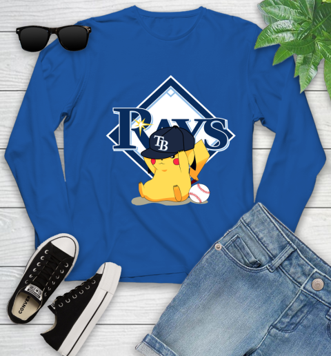 MLB Pikachu Baseball Sports Tampa Bay Rays Youth Long Sleeve 9