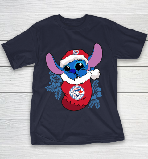 Toronto Blue Jays Christmas Stitch In The Sock Funny Disney MLB Youth T-Shirt 4