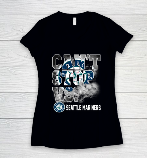 MLB Seattle Mariners Baseball Can't Stop Vs Mariners Women's V-Neck T-Shirt