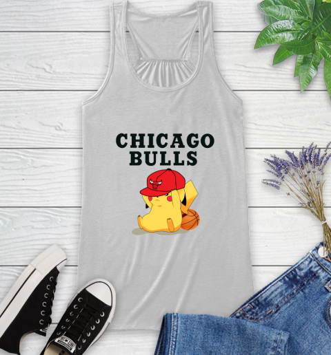NBA Pikachu Basketball Sports Chicago Bulls Racerback Tank