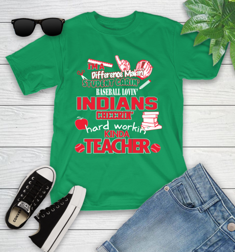 Cleveland Indians MLB I'm A Difference Making Student Caring Baseball Loving Kinda Teacher Youth T-Shirt 8