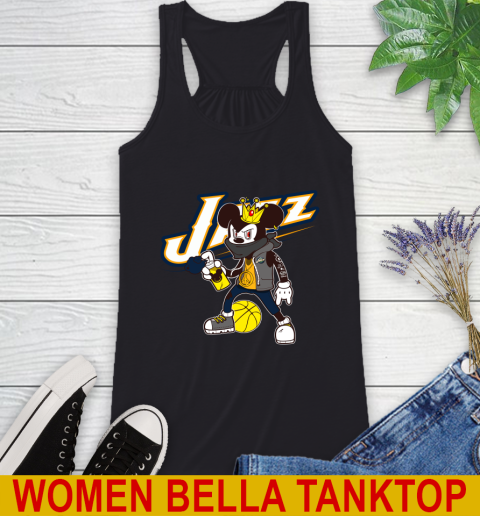 Utah Jazz NBA Basketball Mickey Peace Sign Sports Racerback Tank 2