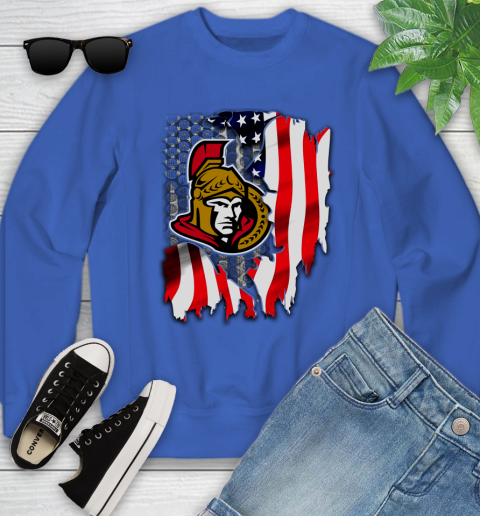 Ottawa Senators NHL Hockey American Flag Youth Sweatshirt 7