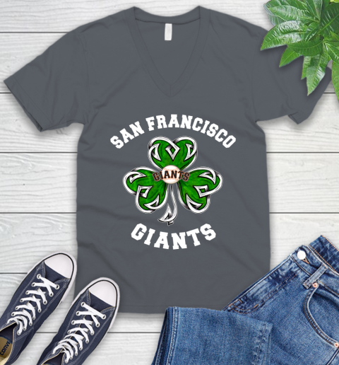 MLB an Francisco Giants Three Leaf Clover St Patrick's Day Baseball Sports V-Neck T-Shirt 4