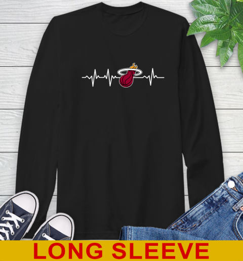 Miami Heat NBA Basketball Heart Beat Shirt Long Sleeve T-Shirt