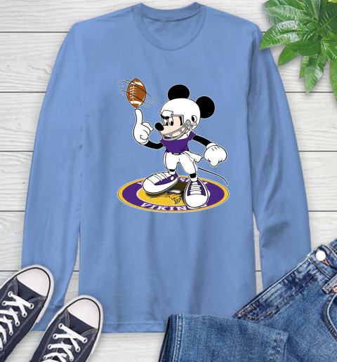 NFL Football Minnesota Vikings Cheerful Mickey Disney Shirt Long Sleeve T-Shirt 12