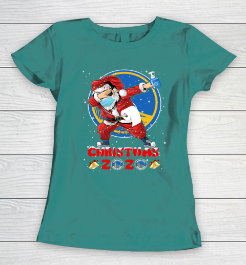 Golden State Warriors Funny Santa Claus Dabbing Christmas 2020 NBA Women's T-Shirt 10