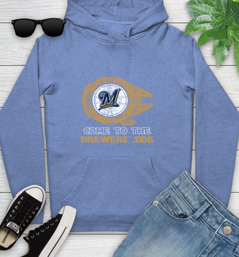 MLB Come To The Milwaukee Brewers Side Star Wars Baseball Sports Youth Hoodie 13