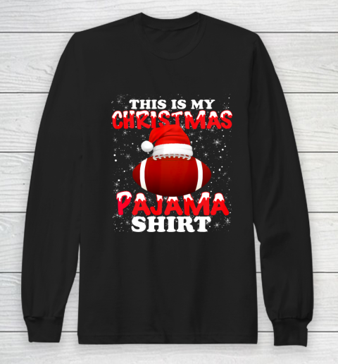 Football Christmas Gifts Santa Hat Funny Xmas Pajamas Long Sleeve T-Shirt