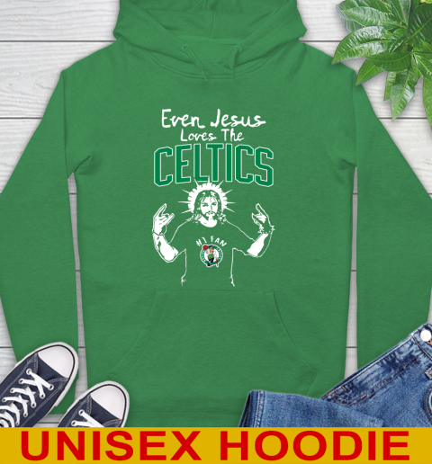 Boston Celtics NBA Basketball Even Jesus Loves The Celtics Shirt Hoodie 8