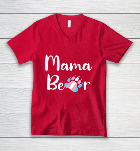 Mama Bear Transgender Mom T Shirt Trans Pride Gift V-Neck T-Shirt 6