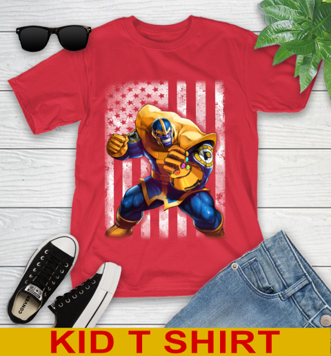 NBA Basketball Indiana Pacers Thanos Marvel American Flag Shirt Youth T-Shirt 11