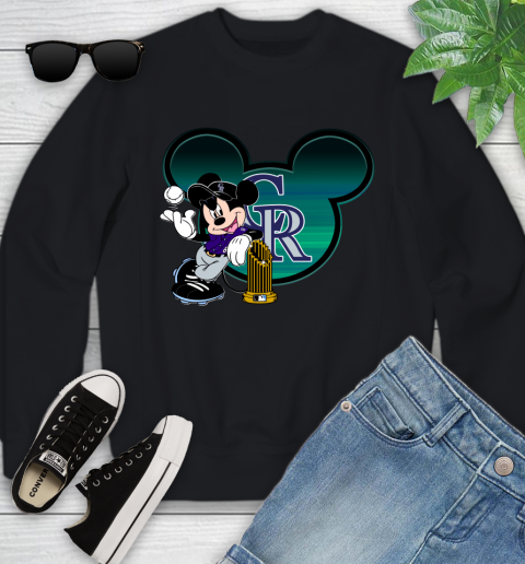 MLB Colorado Rockies The Commissioner's Trophy Mickey Mouse Disney Youth Sweatshirt 2