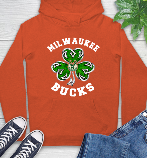 NBA Milwaukee Bucks Three Leaf Clover St Patrick's Day Basketball Sports Hoodie 4