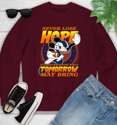 Indianapolis Colts NFL Football Mickey Disney Never Lose Hope Youth Sweatshirt 4