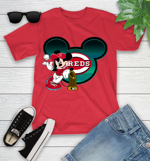 MLB Cincinnati Reds The Commissioner's Trophy Mickey Mouse Disney Youth T-Shirt 10