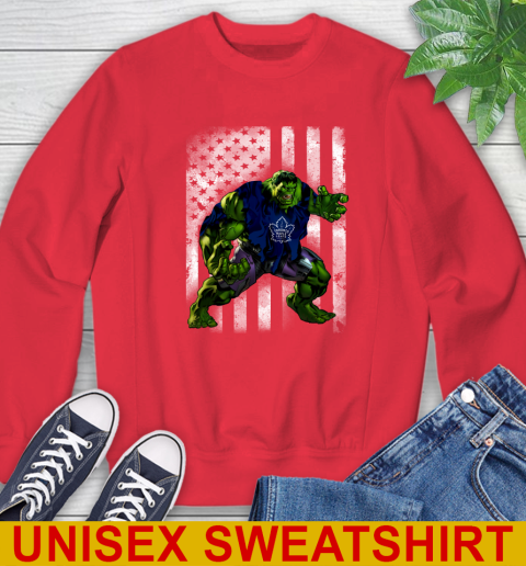 Toronto Maple Leafs Hulk Marvel Avengers NHL Hockey American Flag Sweatshirt 12