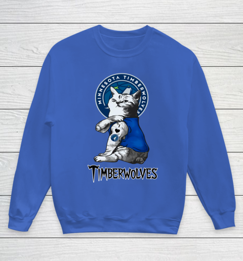 NBA Basketball My Cat Loves Minnesota Timberwolves Youth Sweatshirt 6