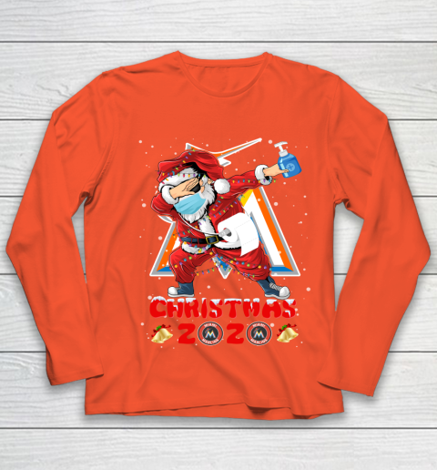 Miami Marlins Funny Santa Claus Dabbing Christmas 2020 MLB Youth Long Sleeve 3