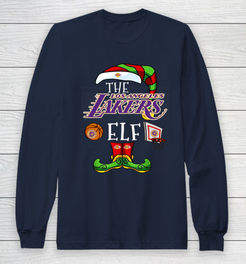 Los Angeles Lakers Christmas ELF Funny NBA Long Sleeve T-Shirt 2