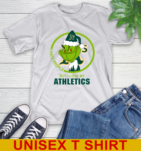 Oakland Athletics MLB Christmas Grinch I Hate People But I Love My Favorite Baseball Team T-Shirt 12