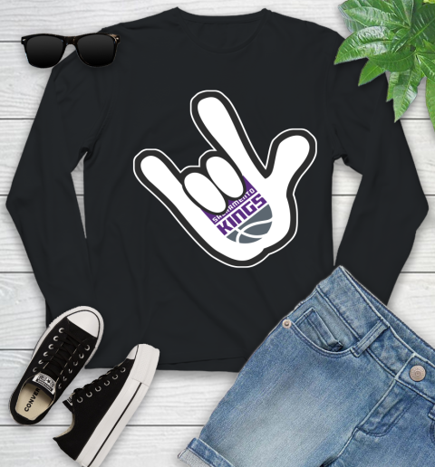 Sacramento Kings NBA Basketball Mickey Rock Hand Disney Youth Long Sleeve 2