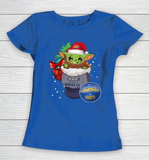 Denver Nuggets Christmas Baby Yoda Star Wars Funny Happy NBA Women's T-Shirt 9