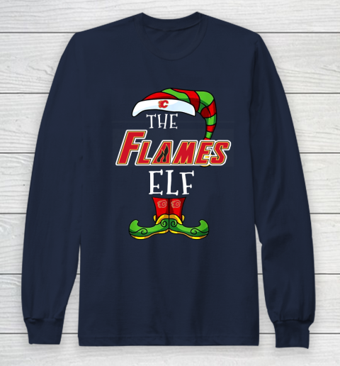 Calgary Flames Christmas ELF Funny NHL Long Sleeve T-Shirt 2
