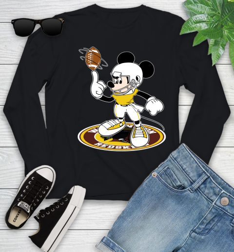 NFL Football Washington Redskins Cheerful Mickey Disney Shirt Youth Long Sleeve