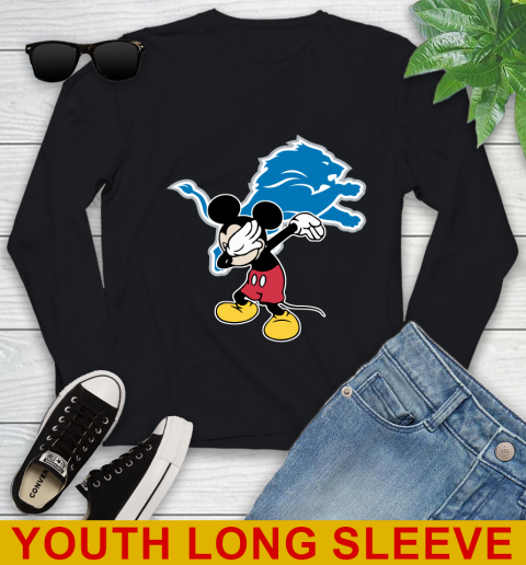 Detroit Lions NFL Football Dabbing Mickey Disney Sports Youth Long Sleeve 2