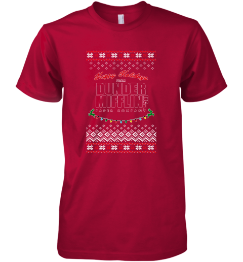 Happy Holidays From Dunder Mifflin Ugly Christmas Adult Crewneck Premium Men's T-Shirt