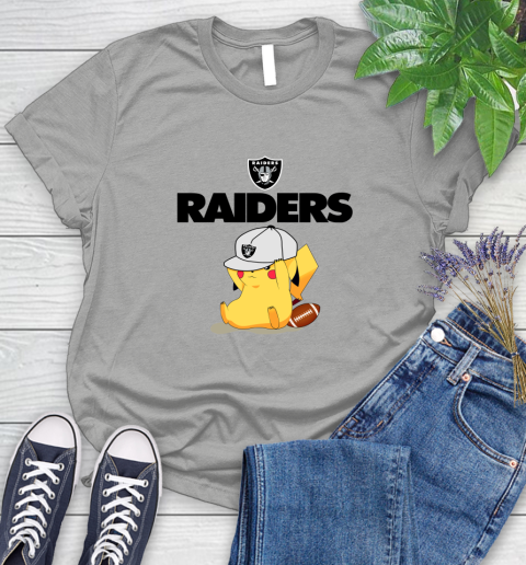 NFL Pikachu Football Sports Oakland Raiders Women's T-Shirt 10