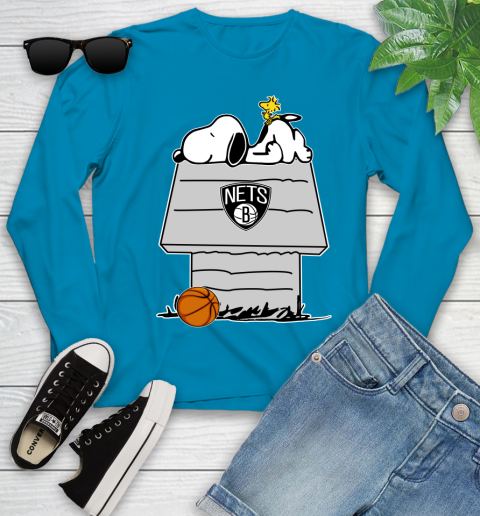 Brooklyn Nets NBA Basketball Snoopy Woodstock The Peanuts Movie Youth Long Sleeve 7