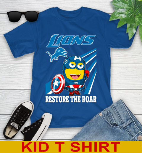 NFL Football Detroit Lions Captain America Marvel Avengers Minion Shirt Youth T-Shirt 10