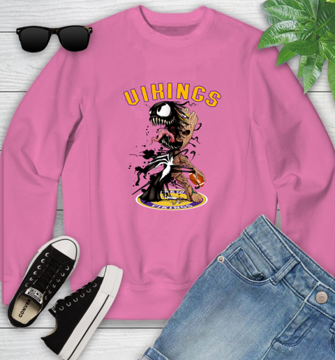 NFL Minnesota Vikings Football Venom Groot Guardians Of The Galaxy Youth Sweatshirt 8 NFL Minnesota Vikings Football Venom Groot Guardians Of The Galaxy Youth Sweatshirt - Image 8