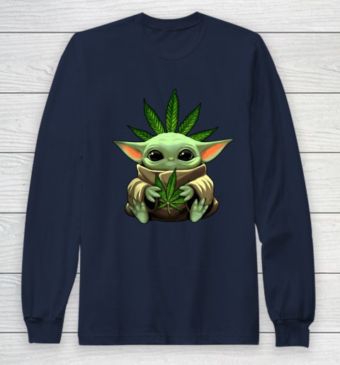 Baby Yoda Hug Marijuana Canabis Long Sleeve T-Shirt 4